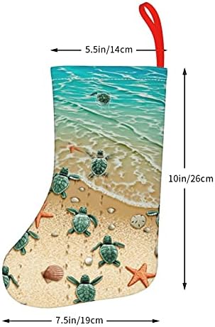 Chegna kornjače zvijezde plaže božićne čarape- Čarape za kamin viseći za obiteljsko ukrašavanje dekor za odmor za odmor, bijela, jedna