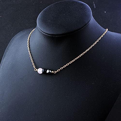 Empat Zaštita kristalna ogrlica za žene djevojke gotički ružičasti kvarc crni turmalin hematit ogrlica od perli čarobni čarobnjak čakra