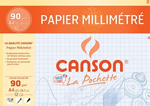 Canson 92997 Set od 12 metalik milimetrijski otporni papir 90 g A4 297 x 210 mm
