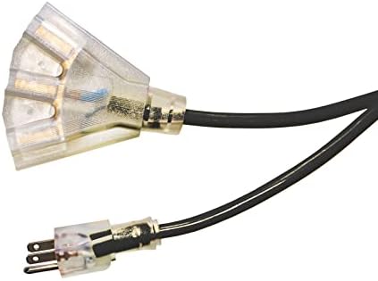 25 ft Extension kabel za ekstenzijski kabel Vanjski i zatvoreni teškim osiguranjem 12 mjerača/3 zupčanika SJTW Osvijetljeni kraj 3-Outlet