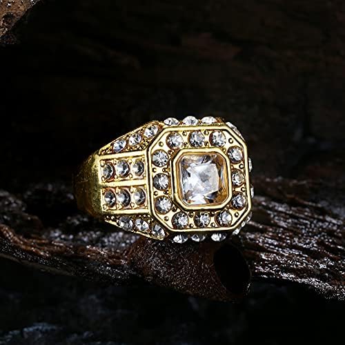 4pcs 18-karatni pozlaćeni ružičasti prsten s imitacijom dijamanta prsten za muškarce prsten za muškarce Punk reperi Cool Hip Hop prsten