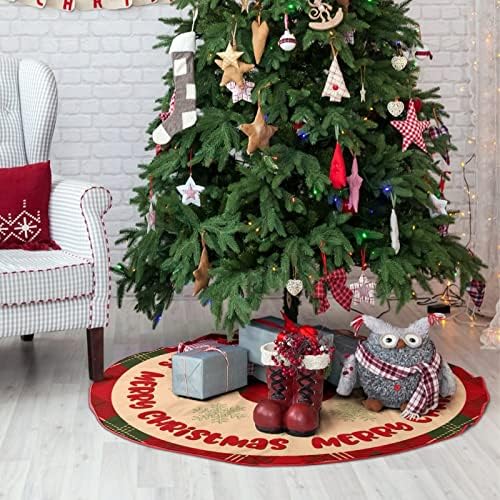 Sretan božićni božićni drveni suknja, božićni karirani božićni ukrasi prostirka, 30 x30 božićne kuglice.
