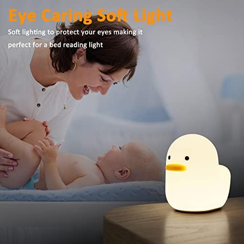 Patkino noćno svjetlo za djecu slatka svjetiljka za odmor u vrtiću, više od jednog + drugog, kontrola na dodir, prijenosna i punjiva