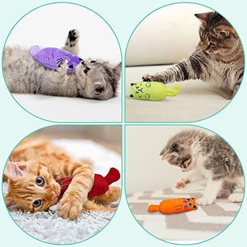 Schitec Catnip igračke, [4 pcs] Meka plišana mačka žvakačka igračka za unutarnje mačke, interaktivni mačji jastuk kitty zupčana igračka