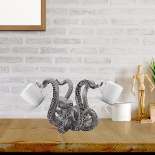 Silver Toned Octopus COMG držač, jedinstvena kuhinja organizacija, samostojeći dekor stola, ukras nautičke teme, 7,5 inča