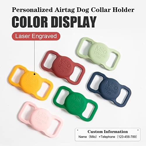 Personalizirani držač ovratnika za pse, silikonski airtag kovčeg za ovratnik za pse, držač za pse s prilagođenim imenom i telefonskim