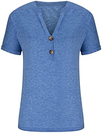 Ženske majice, elegantna ležerna majica, ljetna majica s izrezom u obliku slova A i kratkim rukavima na kopčanje, jednobojna bluza