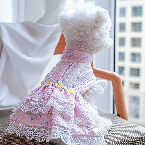 Hrttsy Dog haljina Djevojke Štene odjeće za male pse Mačka proljeće ljeto Slatka cvjetna pseća princeza haljina s dekorom Chihuahua