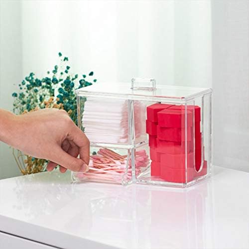 Kabilock Clear Container Courties Box Box Box sa poklopcem s poklopcem Clear Multi slojevi pamučni jastučić za pamučne brise Make up