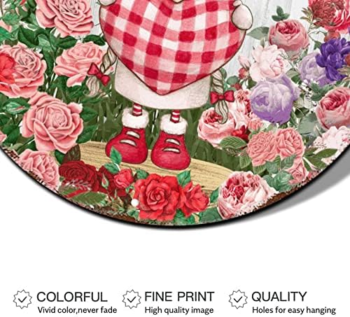 Okrugli metalni znakovi vijenaca za Valentinovo Slatki gnome biti mine cvijet crveno srce limen potpis zemlje unutarnji vanjski retro