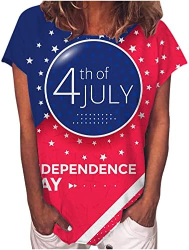 4. srpnja Košulje Žene američke zastave Print casual bluza kapica kratki rukavi majice Košulja Trend ljetni domoljubni vrhovi
