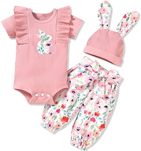 FIOUKIAY novorođena djevojčica 3pcs Uskrsna odjeća za dojenčad vezena odjeća zeko