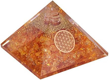 Prirodni kristalni citrinski orgon piramida za zaštitu EMF -a i liječenja orgonita piramide cvijet života