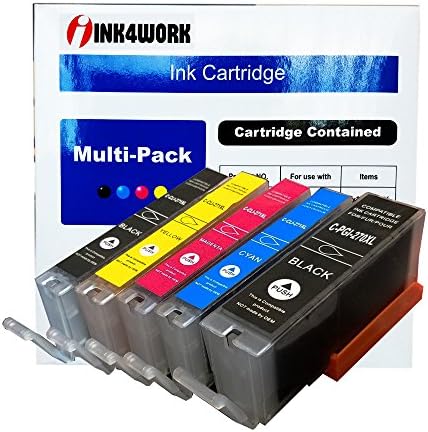 INK4WORK 5 PACK kompatibilna za zamjena za spremnik s tintom za kanon PGI-270 XL PGI270XL CLI271XL CLI-271XL za upotrebu s Pixma MG5720