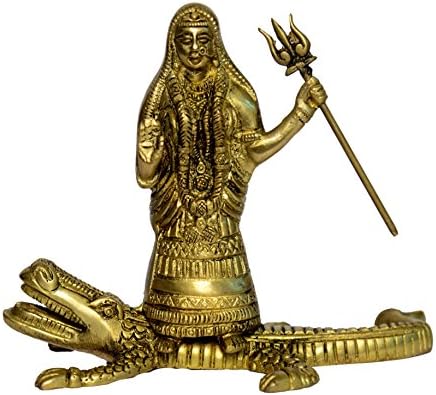 Mesing metalni kip Khodiyar Maa s ukrasnim umjetničkim materijalom Bharat Haat BH00945