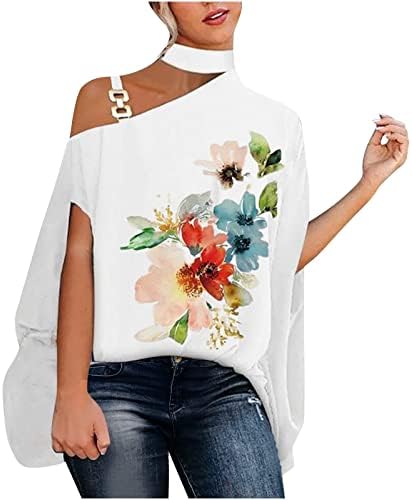 Jedna bluza za žene, ženske majice za halterske košulje batwing rukav casual labavi vrhovi stilski tiskane majice
