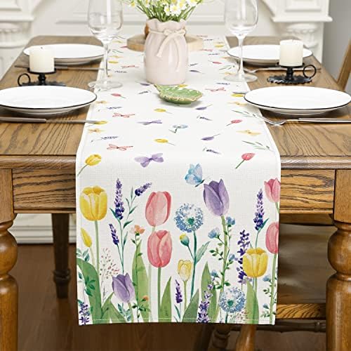 Proljetno-ljetna stolna staza za tulipane proljetno-ljetni ukrasi za stol šarena stolna staza sezonski proljetni i ljetni blagdanski