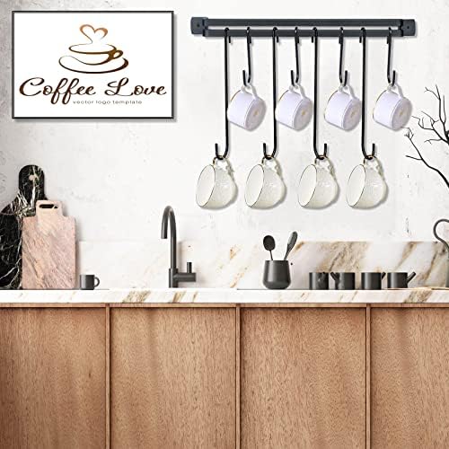 Gicare kafić za kavu, vješalica za čašu za čašicu zid zid ugrađen 17 inčni moderni metalni zidni stalak s kukicama šalicama za odlaganje