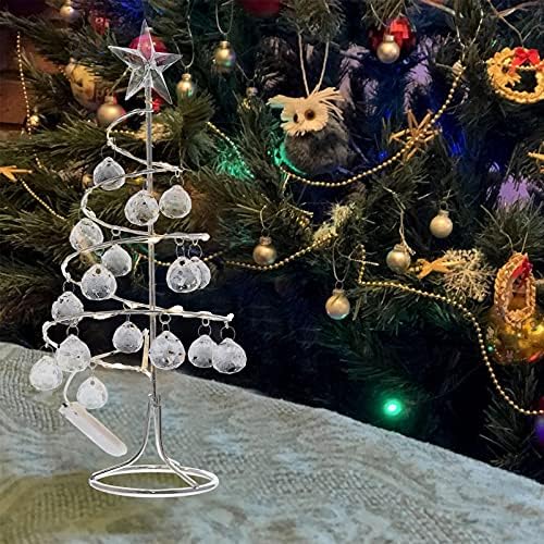 Željezno božićno drvce s kristalnim LED ukrasom božićnog drvca svijetli noćno svjetlo blagdanski ukras fenjer s baterijom bijelo svjetlo