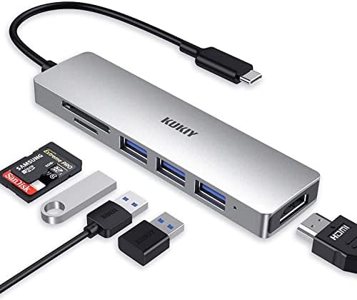 USB hub C HDMI, prijenosni ključ KUKIY 6 u 1, 3 priključka za USB 3.0, čitač kartica SD / Micro SD kompatibilan s prijenosnim računalima