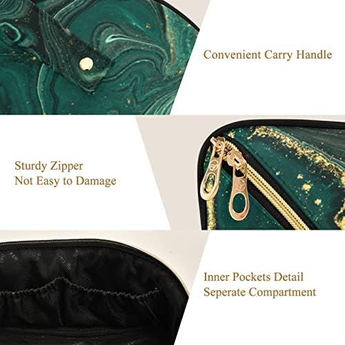 Innewgogo zeleni mramorni kozmetička torba za žene za putničku šminku s prijenosnom ručkom multifunkcionalna toaletna torba za topove