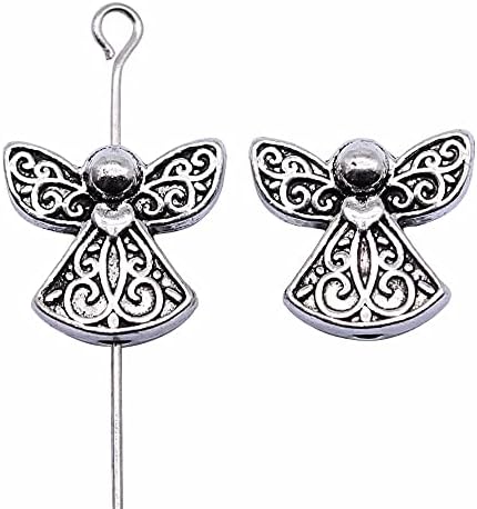 100pcs 13.12 mm Antikni srebrni anđeo u boji s malim rupama perle za izradu nakita. nakit