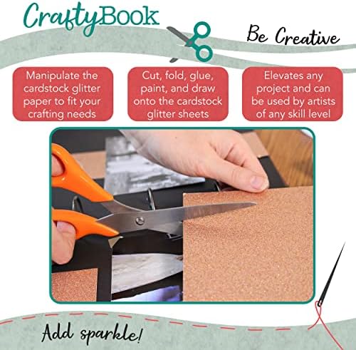 Craftybook Glitter Cardstock Set - 15 listova ružičastog zlata 12x12in Slitter papir za scrapbooking, zanat i dekor