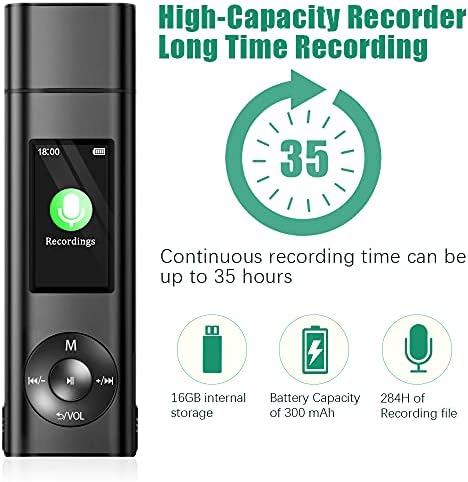 Digitalni snimač glasa 16 GB Glasovno aktivirani Snimač glasa za predavanja, sastanke, razgovore u učionici, prijenosni uređaj za snimanje