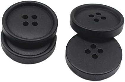 Yahoga 50pcs 1 inč 25 mm Veliki crni gumbi gumbi za smolu za DIY šivanje zanatske obrta kapute odjeće