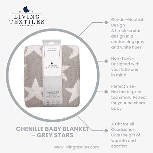 Žive tekstile sive zvijezde Chenille meka deka za bebe Reverzibilna Premium Tkanina za najbolju udobnost - za novorođenčad, dijete,