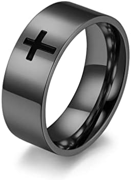 Šareni bling 8mm muški križni prstenovi od nehrđajućeg čelika Vjerski prstenovi kršćanski Molitveni prsten za parove križni vjenčani
