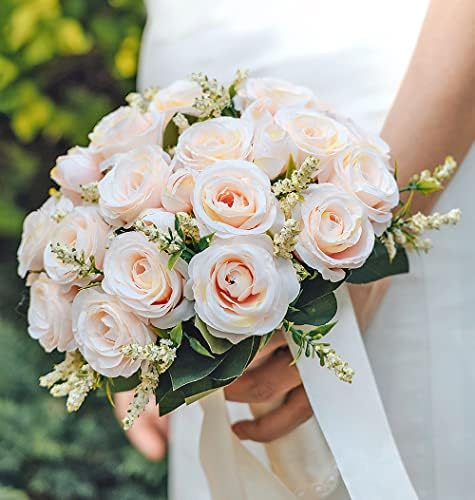 FLOINLA Vjenčani buketi za mladenke BOUQUET Umjetne ruže šampanjca za ukrašavanje kuće za vjenčanje, pokloni