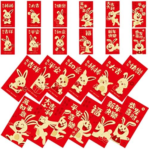 24 kom crvene koverte za kinesku Novu godinu prema lunarnom kalendaru, 2023. zeko Crveni paketi kineske omotnice za sretan novac s