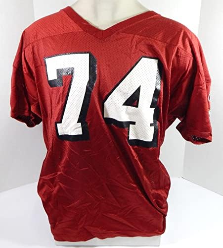 2004. San Francisco 49ers 74 Igra Korištena crvena praksa Jersey 2x DP32772 - Nepotpisana NFL igra korištena dresova