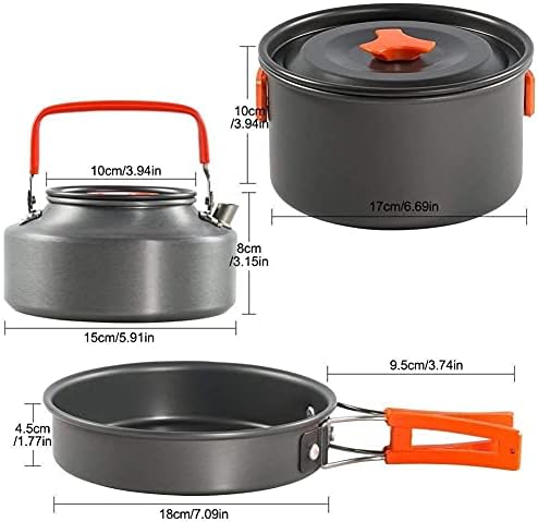 YFDM komplet za posuđe za kampiranje Vanjski aluminijski set za kuhanje set za vodu posuda za čajnik Putovanje planinarskim piknik