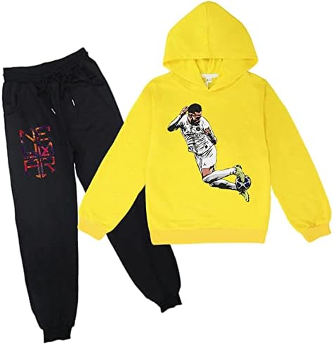 Benlp Wokenday Boys Neymar Jr Graphic Loose s kapuljačama s kapuljačama+Sweatpants-2PCS setovi za duksericu za djecu, djevojke
