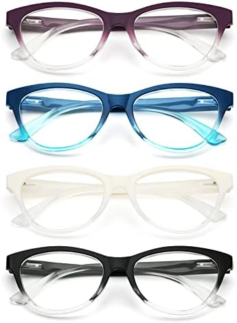 ; 4 pakiranja ovalnih naočala za čitanje za žene, naočale za blokiranje plavog svjetla, Ženske elegantne šarene čitače