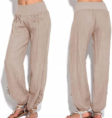 Ženske hlače s elastičnim pojasom visokog struka, obične Ležerne široke joga hlače za plažu, udobne široke široke ošišane hlače