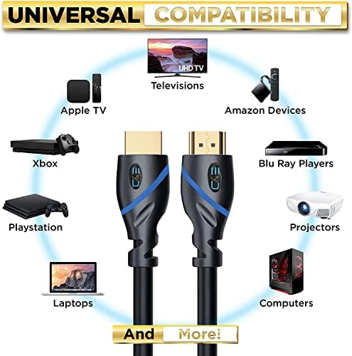 6ft velike brzine HDMI kabel muški do mužjaka s Ethernet crnim nosačima 4K 30Hz, 3D, 1080p i audio povratak CNE451980
