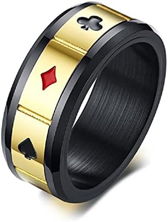 Poker Sretan prsten za muškarce zlatni prsten za igranje karata hip hop prsten za poker bend muški punk poker prsten as i lopata nakit
