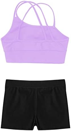 2-dijelna Plesna odjeća za djevojčice, Crop Top s kratkim hlačicama, aktivni set, gimnastički Triko, Plesna Odjeća, Kupaći kostimi