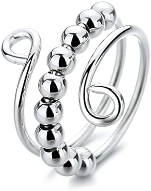 Jedinstveni Fidget Spinner perle prsten za anksioznost za žene djevojke zavojnica spirala slobodno vrti Inspiracija nakit Kukičanje