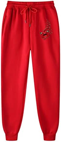 Posteljine hlače Žene sitne ženske sportske hlače Srednji struk Crveni leptir otisci duge ošišane hlače za žene casual