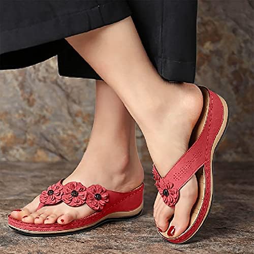 Ženske papuče za kuće ljeto rastezanje ortotičkih klizača sandala cvjetna križanja plaža klinasti papuče flip-flop