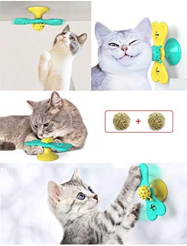Zumzup Windmill Cat Toy Interaktivne igračke za unutarnje mačke s interaktivnom mačjom igračkom za gramofonske stoljeće s usisnom čašicom