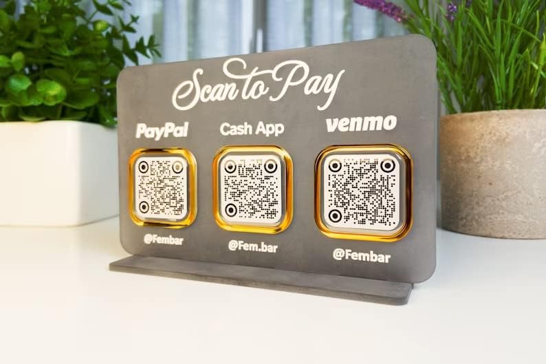 Personalizirani poslovni znak - QR kôd, društvene medije i mogućnosti plaćanja - idealno za CashApp, Venmo, Facebook i više!