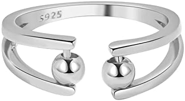 Valni prsten za prst S925 Podesivi okretni sterling srebrni prsten Otvoreni prsten s perlicama Ženski prst prst prsten