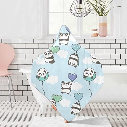 Kigai plava crtana panda za bebe kapuljače čisti pamuk super mekani ultra upijajući, stroj za pranje -Perfect Baby Registry Pokloni