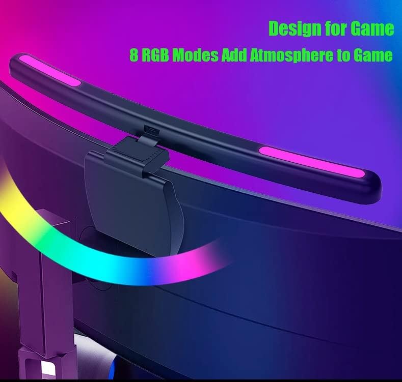 Wakdop Curved Monitor Light traka-Računalna svjetiljka za zakrivljeni monitor 24 ''-27 '', e-čitanje LED svjetla s RGB pozadinskim