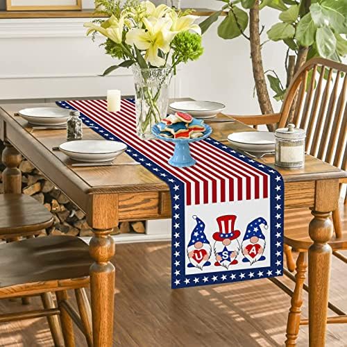 4. srpnja gnome stolna staza s trakom američke zastave i zvijezdom za stol domoljubni spomen na Dan neovisnosti blagdanski stolnjak